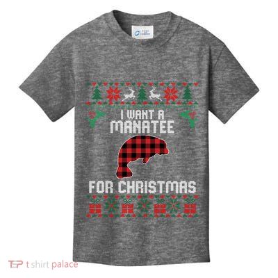 Ugly Christmas Manatee Christmas Gifts Manatee Lover Kids T-Shirt