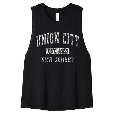 Union City New Jersey Nj Vintage Established Sports Women's Racerback Cropped Tank