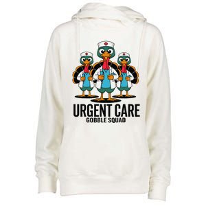 Urgent Care Nurse Gobble Squad Thanksgiving Doctor Womens Funnel Neck Pullover Hood