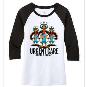 Urgent Care Nurse Gobble Squad Thanksgiving Doctor Women's Tri-Blend 3/4-Sleeve Raglan Shirt