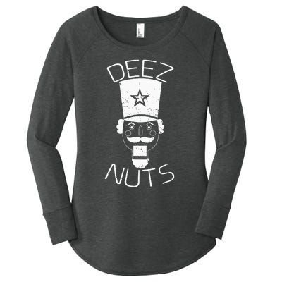 Ugly Christmas Nutcracker Deez Nuts Xmas Women's Perfect Tri Tunic Long Sleeve Shirt