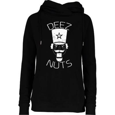 Ugly Christmas Nutcracker Deez Nuts Xmas Womens Funnel Neck Pullover Hood