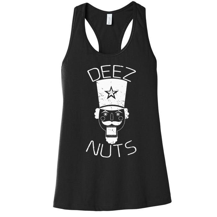 Ugly Christmas Nutcracker Deez Nuts Xmas Women's Racerback Tank