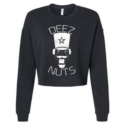 Ugly Christmas Nutcracker Deez Nuts Xmas Cropped Pullover Crew