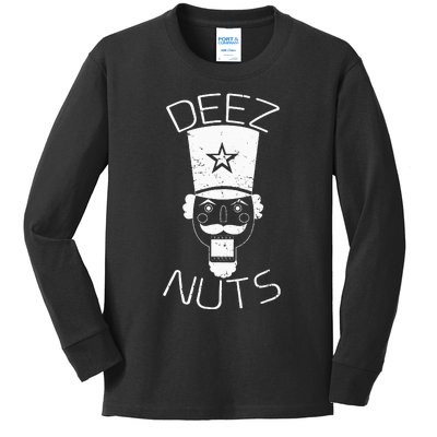 Ugly Christmas Nutcracker Deez Nuts Xmas Kids Long Sleeve Shirt