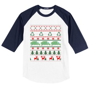 Ugly Christmas Ornat Trash Garbage Truck Gift Baseball Sleeve Shirt