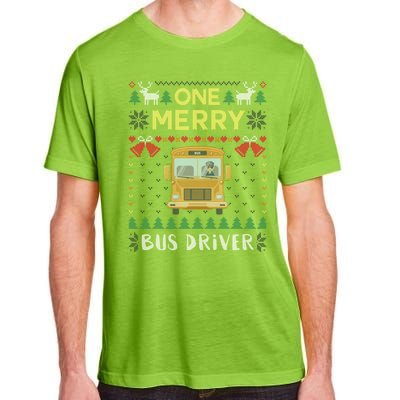 Ugly Christmas One Merry Bus Driver Driving School Adult ChromaSoft Performance T-Shirt