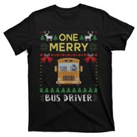 Ugly Christmas One Merry Bus Driver Driving School T-Shirt