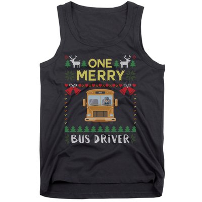 Ugly Christmas One Merry Bus Driver Driving School Tank Top