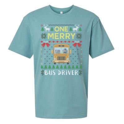 Ugly Christmas One Merry Bus Driver Driving School Sueded Cloud Jersey T-Shirt