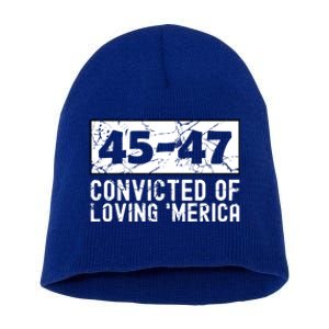 Usa Convicted Of Loving Merica 45 47 Trump Gift Short Acrylic Beanie