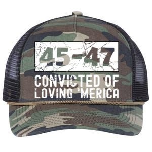 Usa Convicted Of Loving Merica 45 47 Trump Gift Retro Rope Trucker Hat Cap