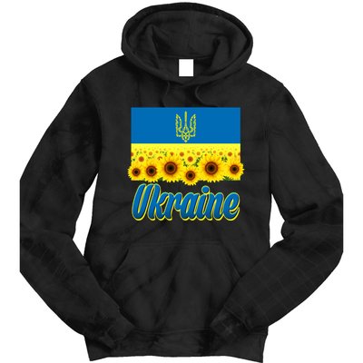 Ukraine Coat Of Arms Flag Blue Sky Field Of Sunflowers Tie Dye Hoodie