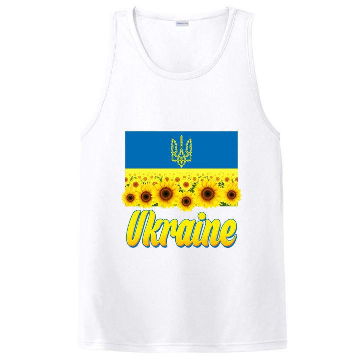 Ukraine Coat Of Arms Flag Blue Sky Field Of Sunflowers PosiCharge Competitor Tank