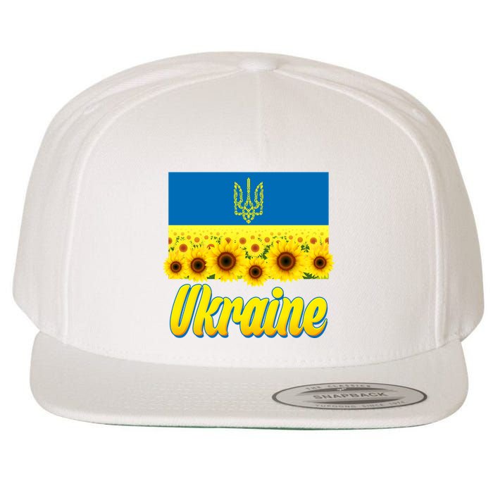Ukraine Coat Of Arms Flag Blue Sky Field Of Sunflowers Wool Snapback Cap