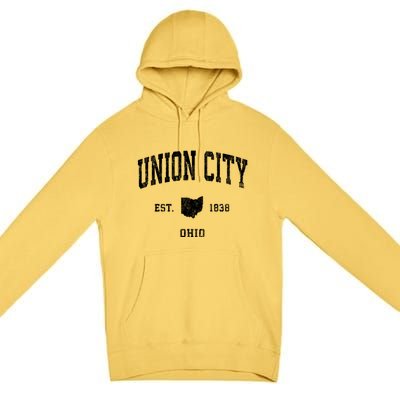 Union City Ohio Oh Vintage Athletic Sports Premium Pullover Hoodie