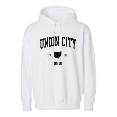 Union City Ohio Oh Vintage Athletic Sports Garment-Dyed Fleece Hoodie