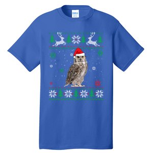 Ugly Christmas Owl Lover Santa Hat Animals Gift Tall T-Shirt