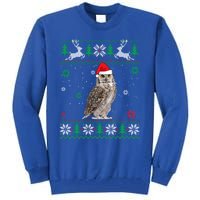 Ugly Christmas Owl Lover Santa Hat Animals Gift Tall Sweatshirt