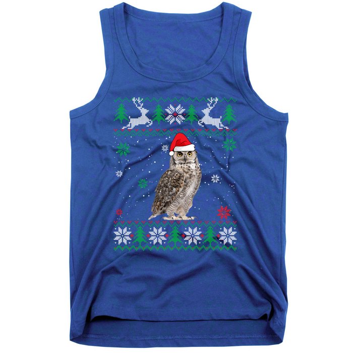 Ugly Christmas Owl Lover Santa Hat Animals Gift Tank Top