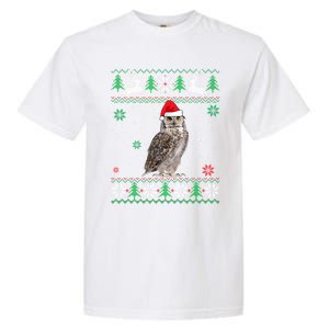 Ugly Christmas Owl Lover Santa Hat Animals Gift Garment-Dyed Heavyweight T-Shirt