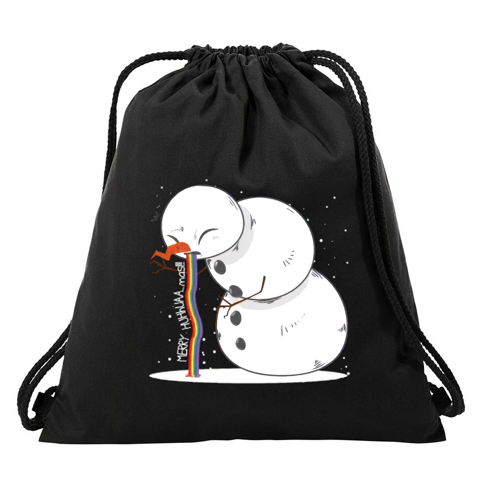 Ugly Christmas Puking Snowman Drawstring Bag
