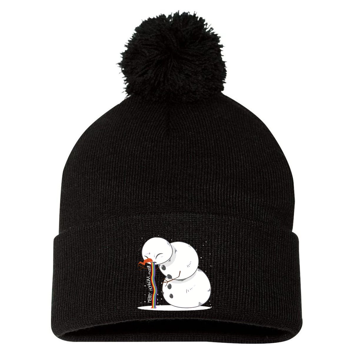 Ugly Christmas Puking Snowman Pom Pom 12in Knit Beanie