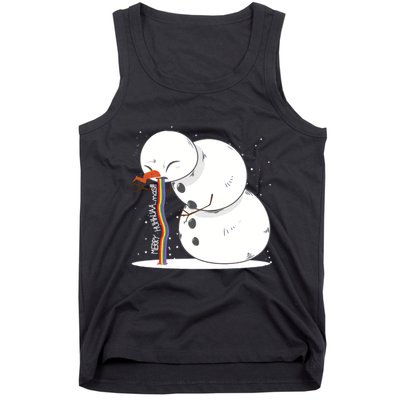 Ugly Christmas Puking Snowman Tank Top