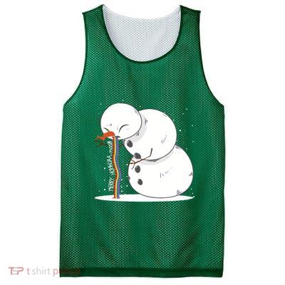 Ugly Christmas Puking Snowman Mesh Reversible Basketball Jersey Tank