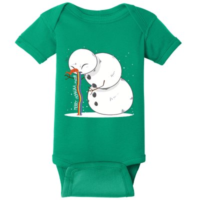 Ugly Christmas Puking Snowman Baby Bodysuit