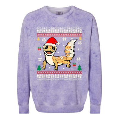 Ugly Christmas Pajama Sweater Leopard Gecko Animals Lover Colorblast Crewneck Sweatshirt