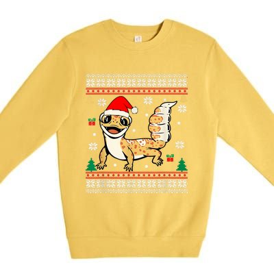 Ugly Christmas Pajama Sweater Leopard Gecko Animals Lover Premium Crewneck Sweatshirt