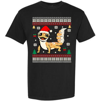 Ugly Christmas Pajama Sweater Leopard Gecko Animals Lover Garment-Dyed Heavyweight T-Shirt