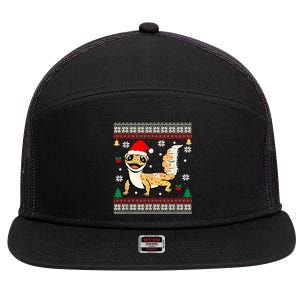 Ugly Christmas Pajama Sweater Leopard Gecko Animals Lover 7 Panel Mesh Trucker Snapback Hat