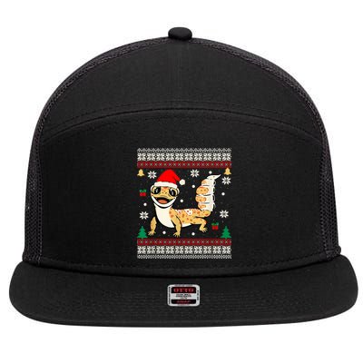 Ugly Christmas Pajama Sweater Leopard Gecko Animals Lover 7 Panel Mesh Trucker Snapback Hat