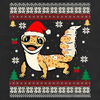 Ugly Christmas Pajama Sweater Leopard Gecko Animals Lover 7 Panel Mesh Trucker Snapback Hat