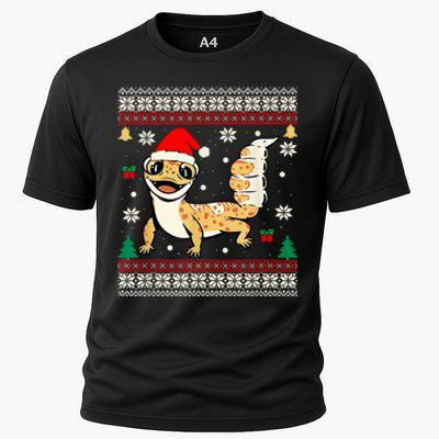 Ugly Christmas Pajama Sweater Leopard Gecko Animals Lover Cooling Performance Crew T-Shirt