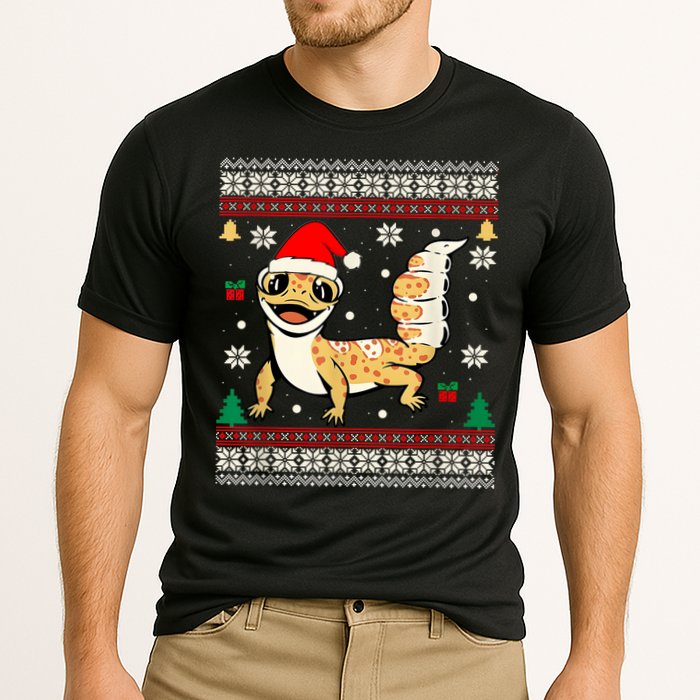 Ugly Christmas Pajama Sweater Leopard Gecko Animals Lover Cooling Performance Crew T-Shirt