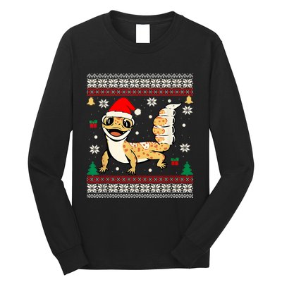 Ugly Christmas Pajama Sweater Leopard Gecko Animals Lover Long Sleeve Shirt