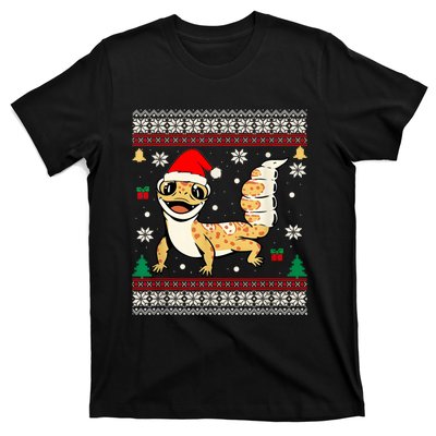 Ugly Christmas Pajama Sweater Leopard Gecko Animals Lover T-Shirt