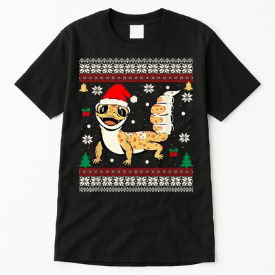 Ugly Christmas Pajama Sweater Leopard Gecko Animals Lover Tall T-Shirt