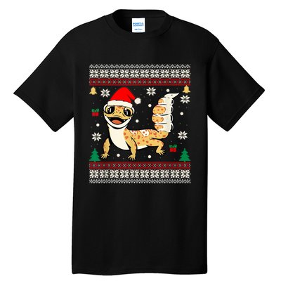 Ugly Christmas Pajama Sweater Leopard Gecko Animals Lover Tall T-Shirt