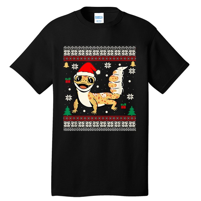 Ugly Christmas Pajama Sweater Leopard Gecko Animals Lover Tall T-Shirt