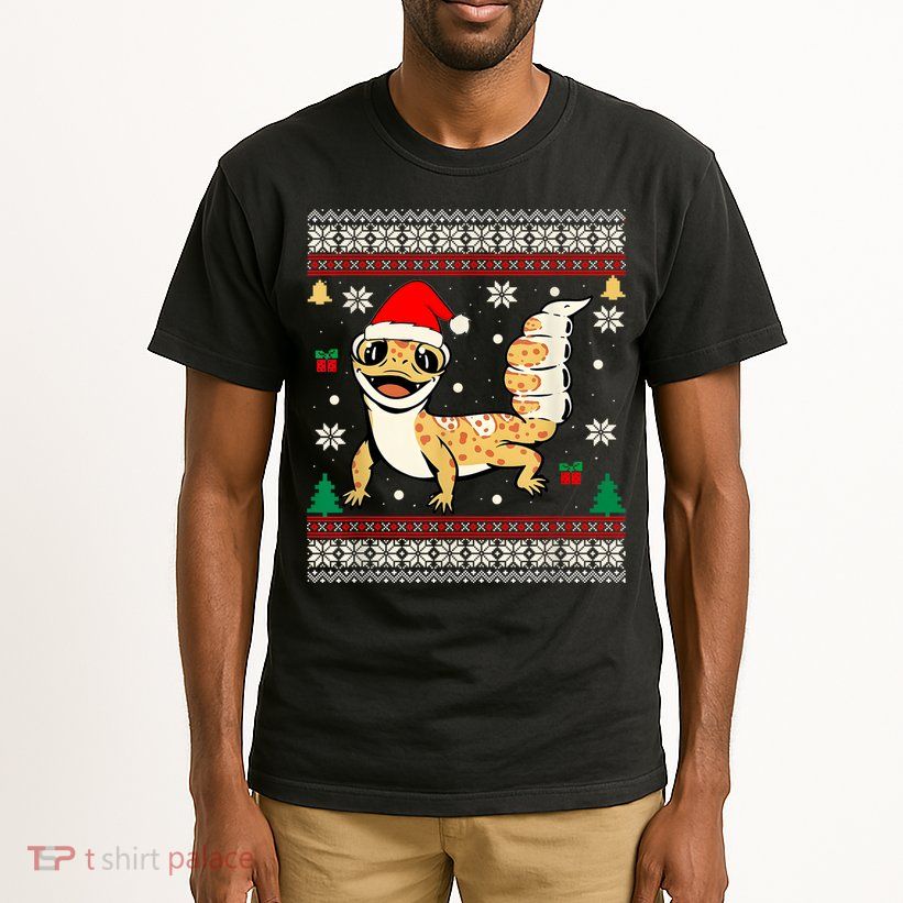 Ugly Christmas Pajama Sweater Leopard Gecko Animals Lover Tall T-Shirt
