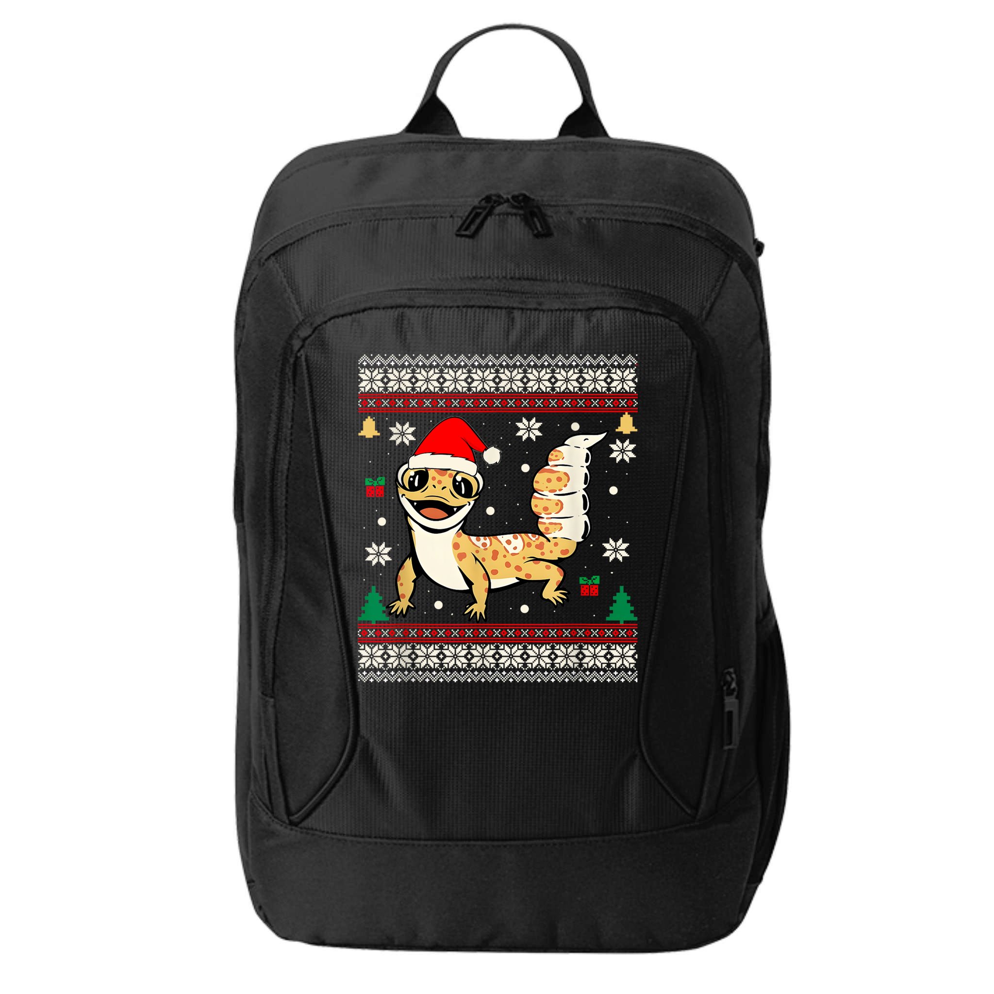 Ugly Christmas Pajama Sweater Leopard Gecko Animals Lover City Backpack