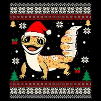 Ugly Christmas Pajama Sweater Leopard Gecko Animals Lover Button
