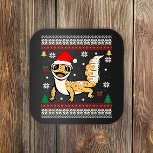 Ugly Christmas Pajama Sweater Leopard Gecko Animals Lover Coaster