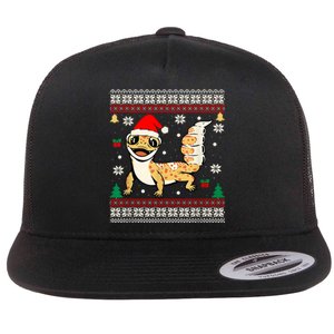 Ugly Christmas Pajama Sweater Leopard Gecko Animals Lover Flat Bill Trucker Hat