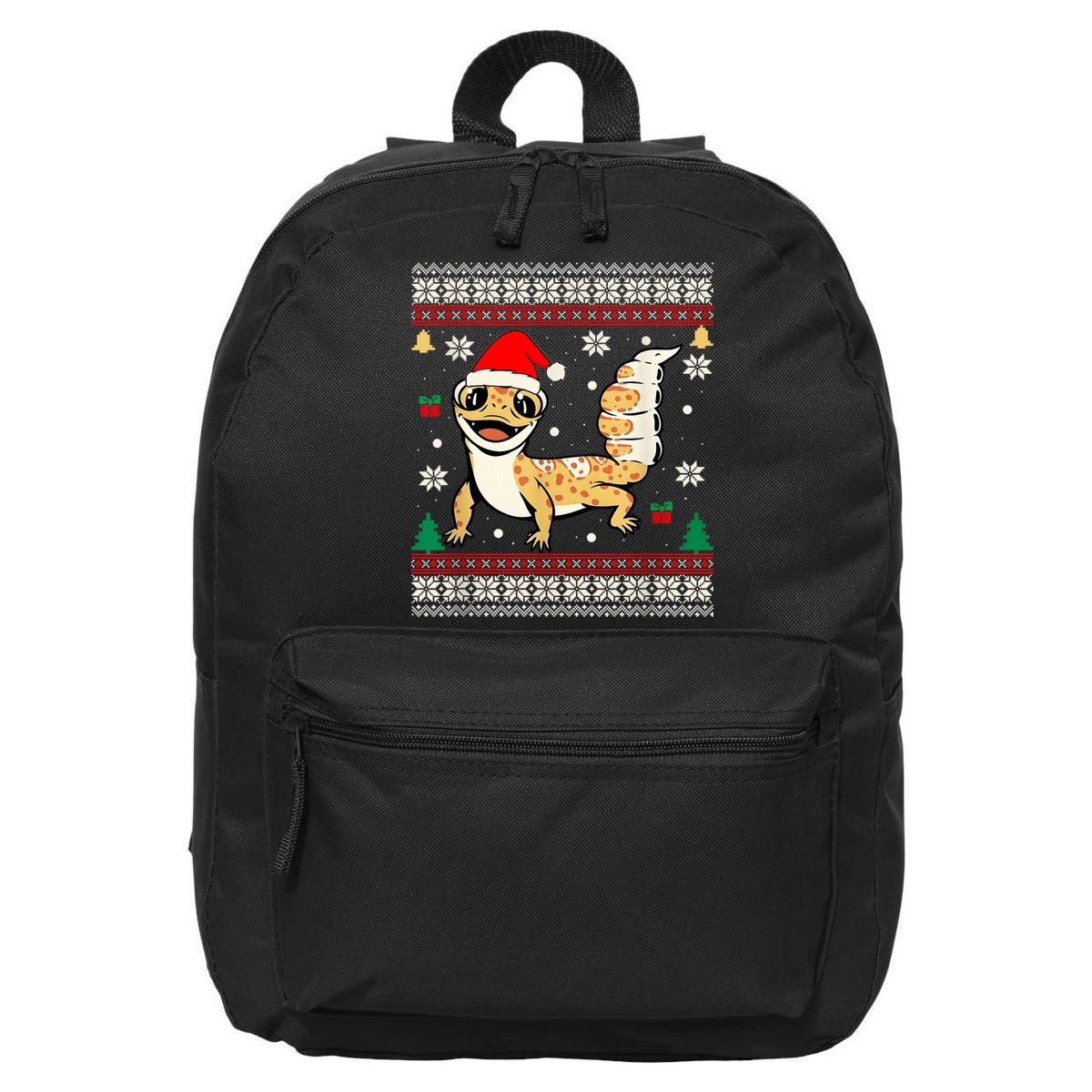 Ugly Christmas Pajama Sweater Leopard Gecko Animals Lover 16 in Basic Backpack