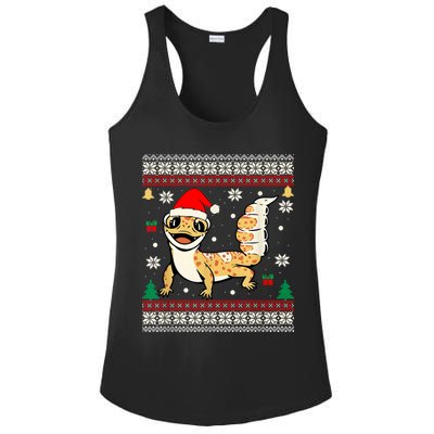 Ugly Christmas Pajama Sweater Leopard Gecko Animals Lover Ladies PosiCharge Competitor Racerback Tank